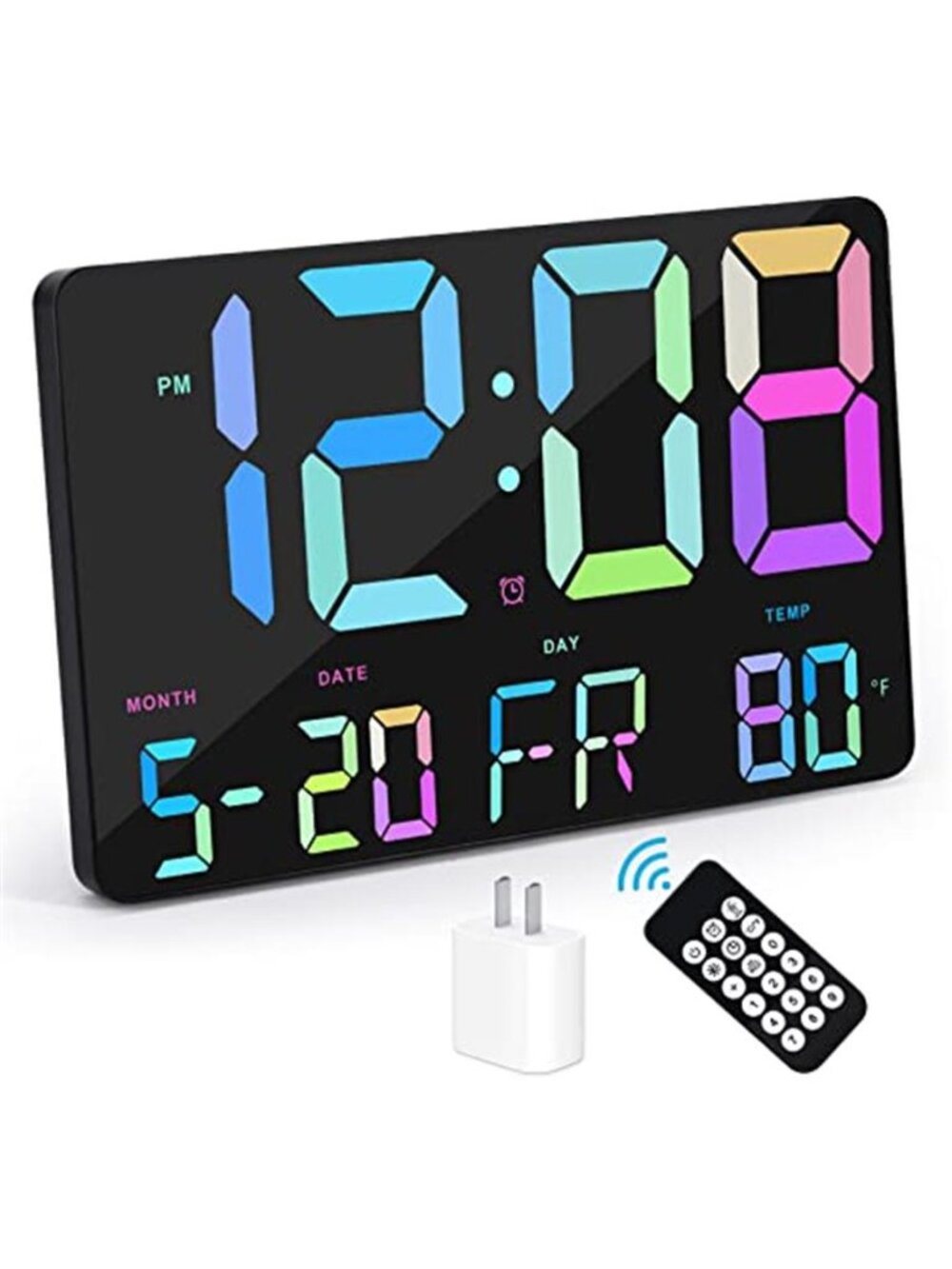 Large LED Digital Wall Clock Remote Alarm Temperature Date Heavy Sleeper